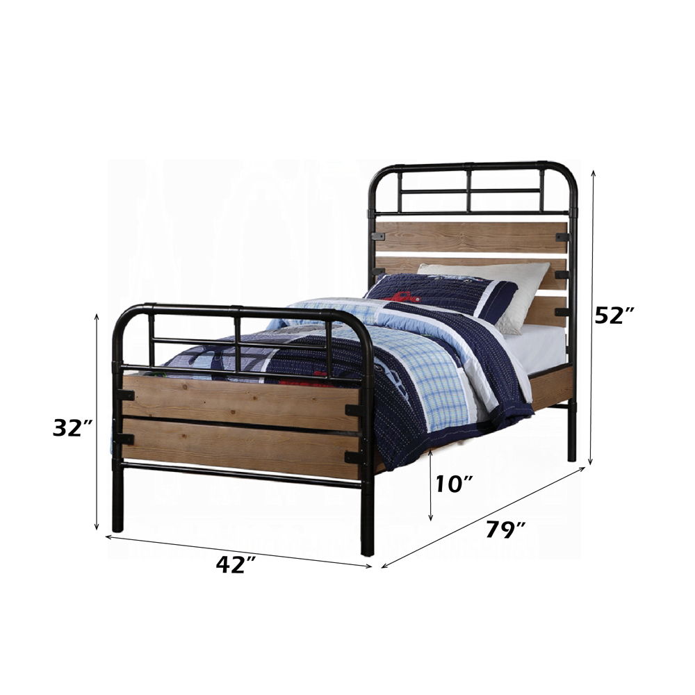 Adams - Twin Bed - Antique Oak & Black