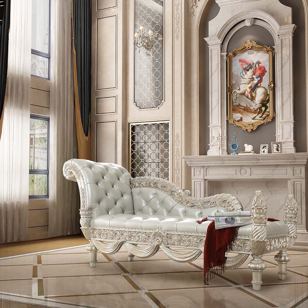 Sandoval - Bench - Beige Synthetic Leather & Champagne
