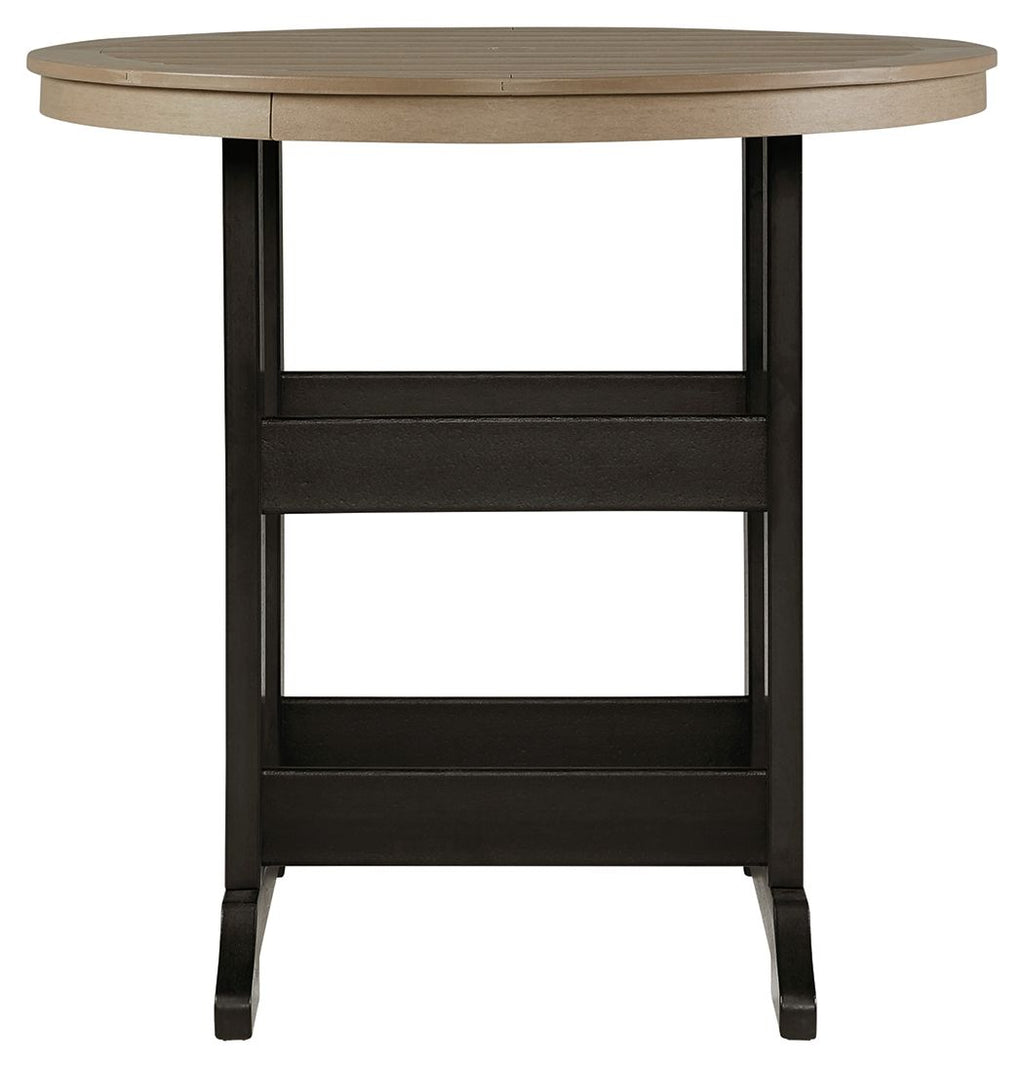 Fairen Trail - Round Bar Table w/Umb OPT - Black / Driftwood