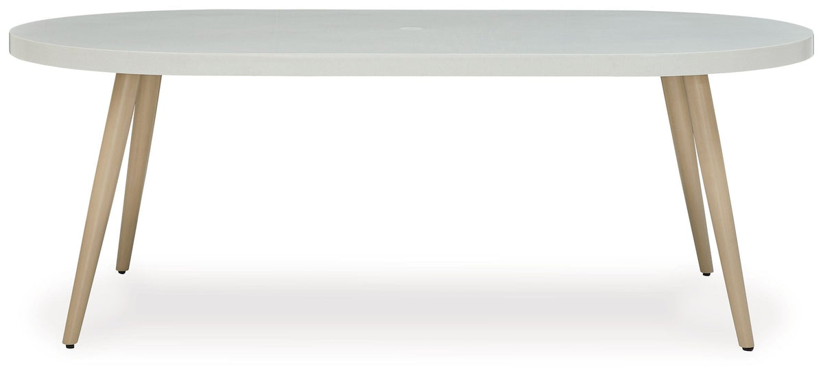Seton Creek - Oval Dining Table With Umb Opt - White