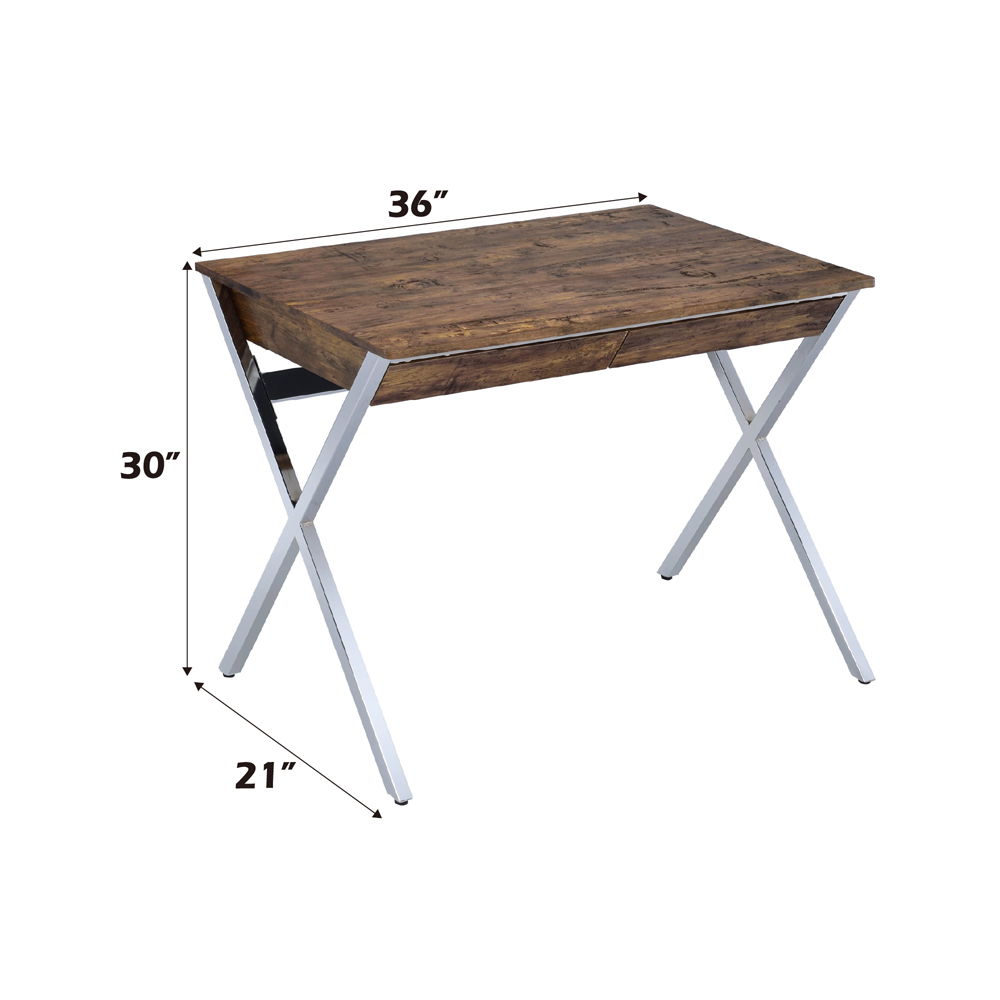 Callers - Writing Desk - Weathered Oak & Chrome