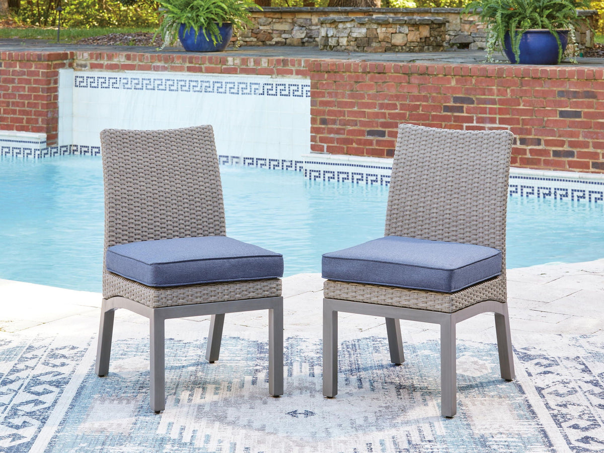 Half Moon Beach - Side Chair With Cushion (Set of 2) - Blue / Gray
