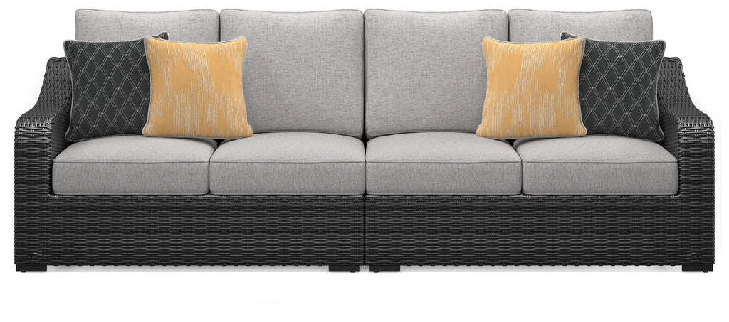 Beachcroft - 2-Piece Outdoor Loveseat with Cushion - Black / Light Gray