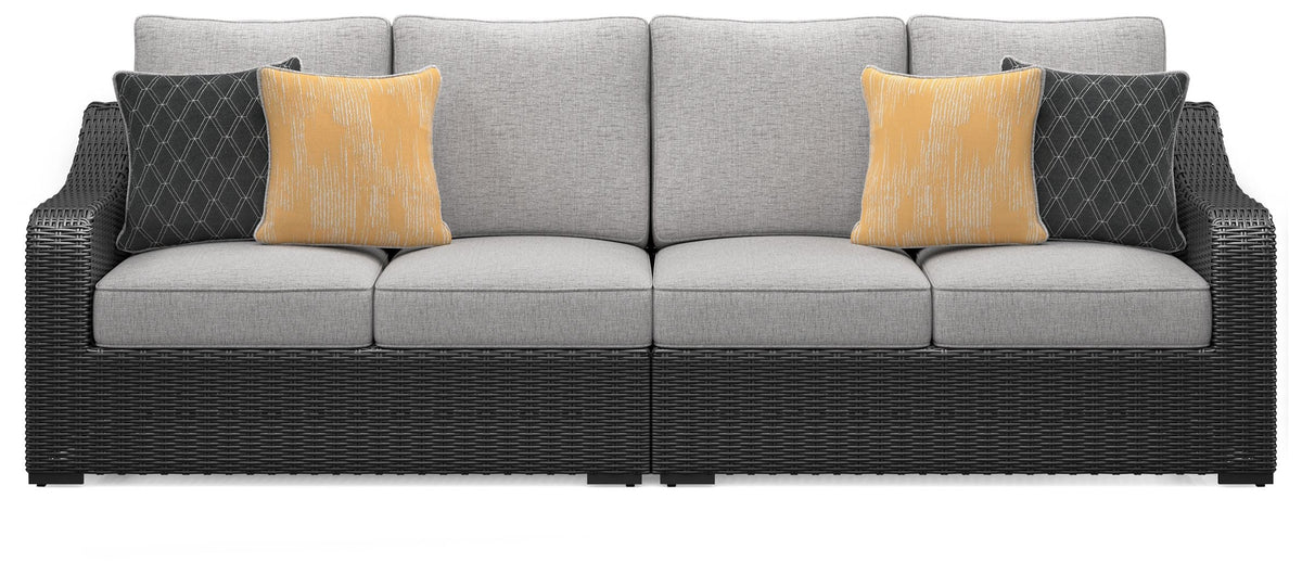 Beachcroft - 2-Piece Outdoor Loveseat with Cushion - Black / Light Gray