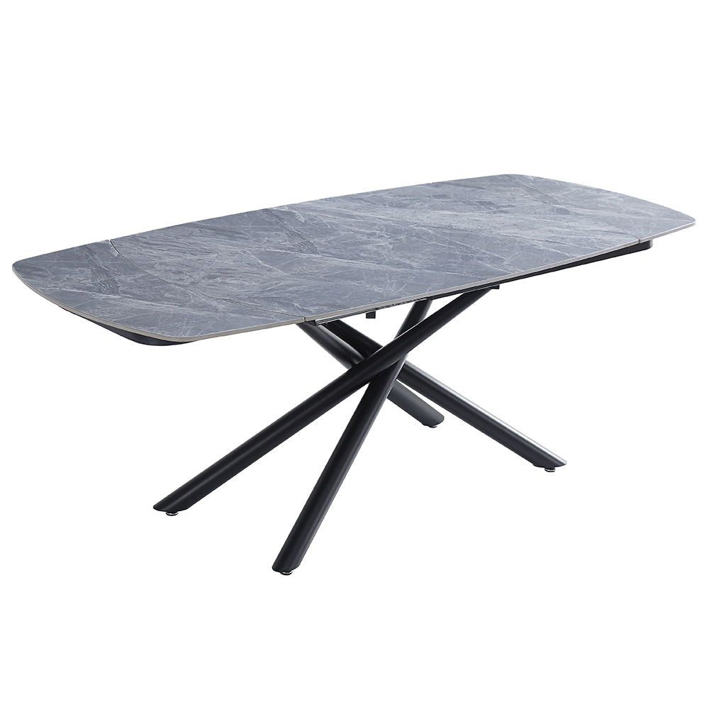 Hester - Ceramic Top Dining Table - Gray & Black