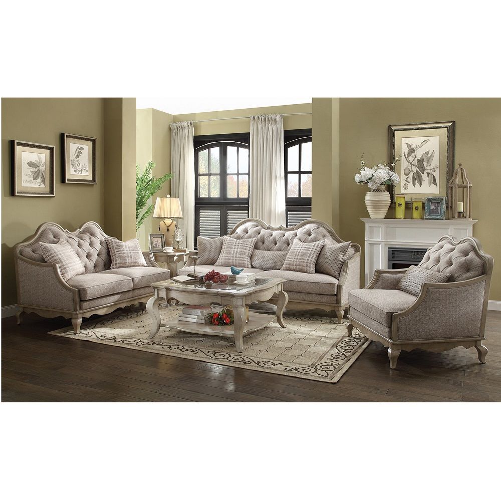 Chelmsford - Sofa With 5 Pillows - Beige Fabric & Antique Taupe