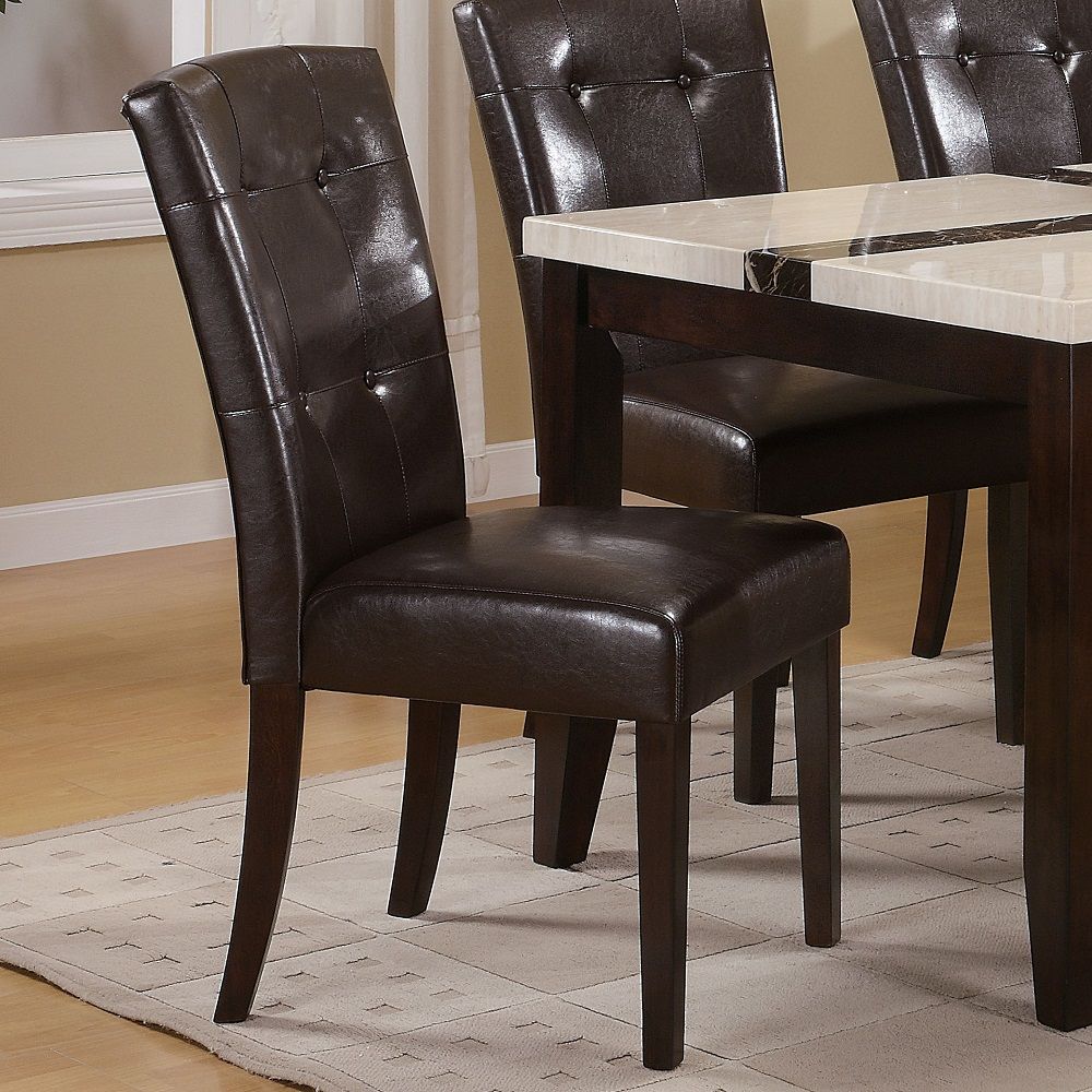 Britney - 20" Side Chair (Set of 2) - Espresso Synthetic Leather & Walnut