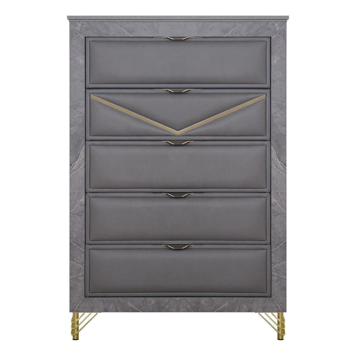 Symmetry - 5 Drawer Chest - Charcoal