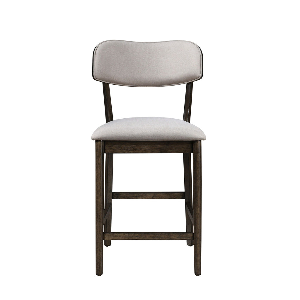 Rex - Open Back Counter Chair (Set of 2) - Walnut Brown / Beige