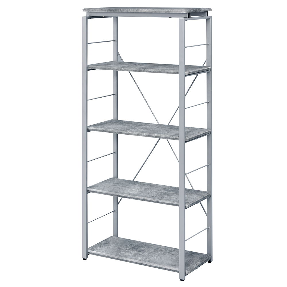 Jurgen - Bookshelf - Faux Concrete & Silver