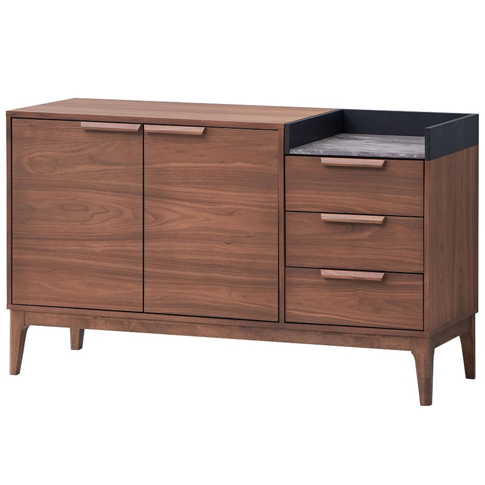 Bevis - Server - Green Fabric & Walnut