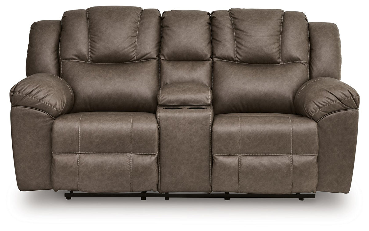 Lowilla - Double Reclining Loveseat With Console - Driftwood