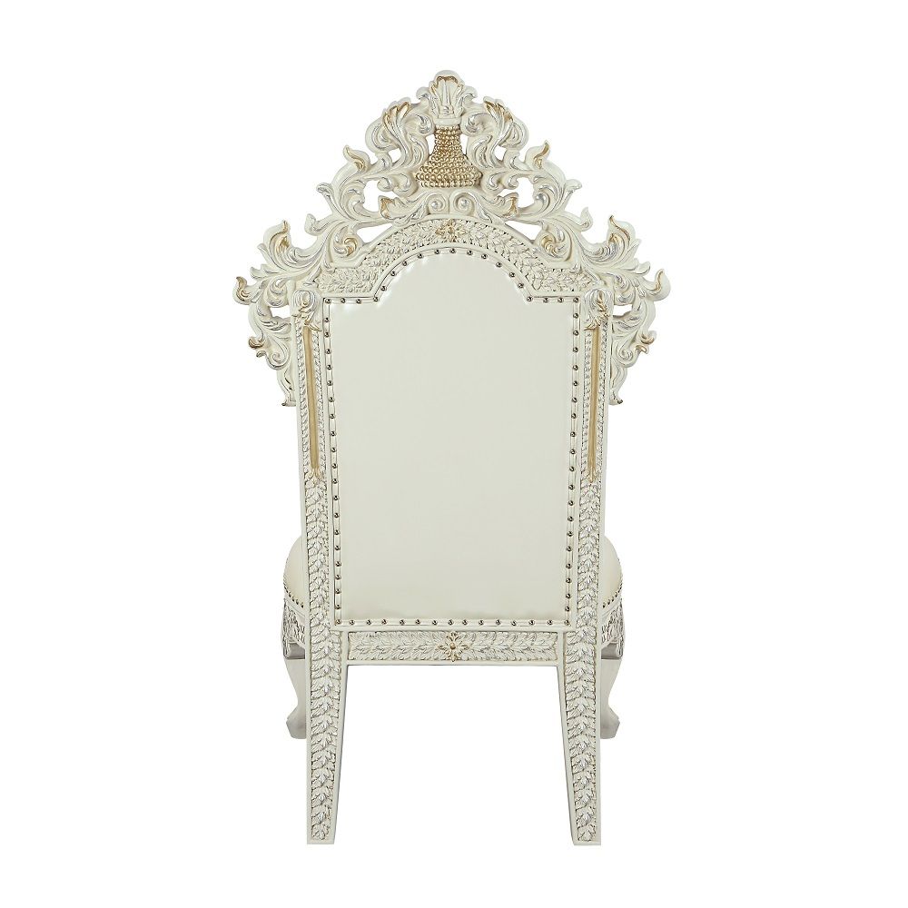 Adara - Side Chair (Set of 2) - Pearl White Synthetic Leather & Antique White