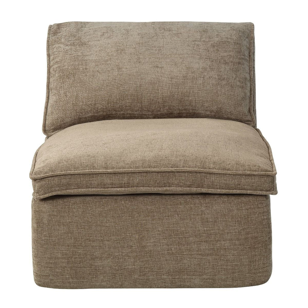 Almano - Modular Armless Chair - Light Brown Chenille