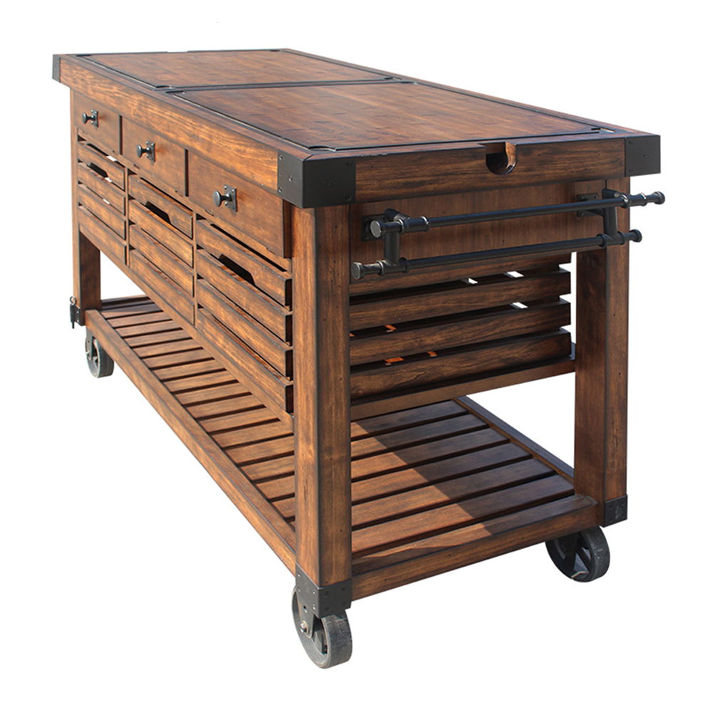 Kaif - Kitchen Cart - Distressed Chestnut