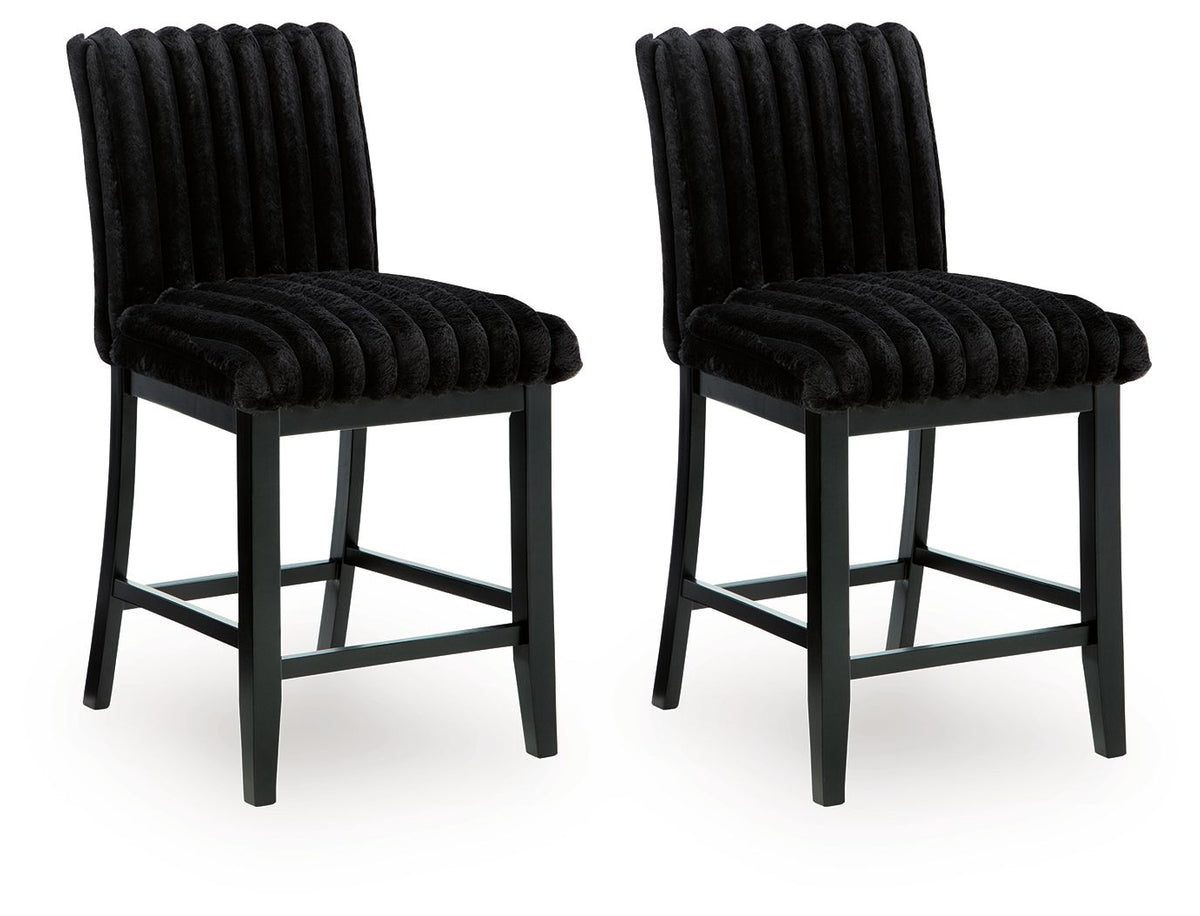Mervannie - Upholstered Barstool (Set of 2) - Black
