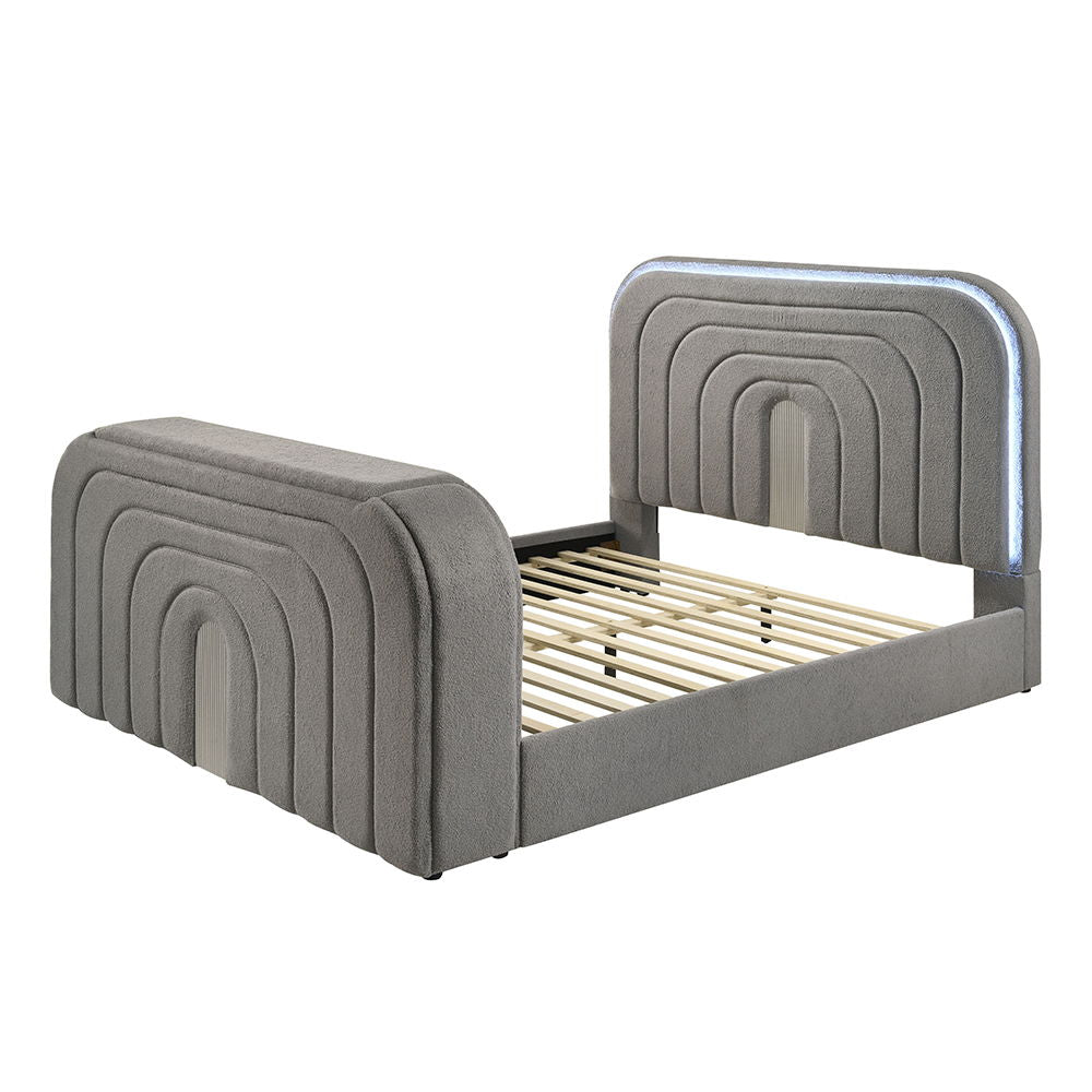 Shelyn - Bedroom Bed With LED, TV Stand, Fireplace & Bluetooth