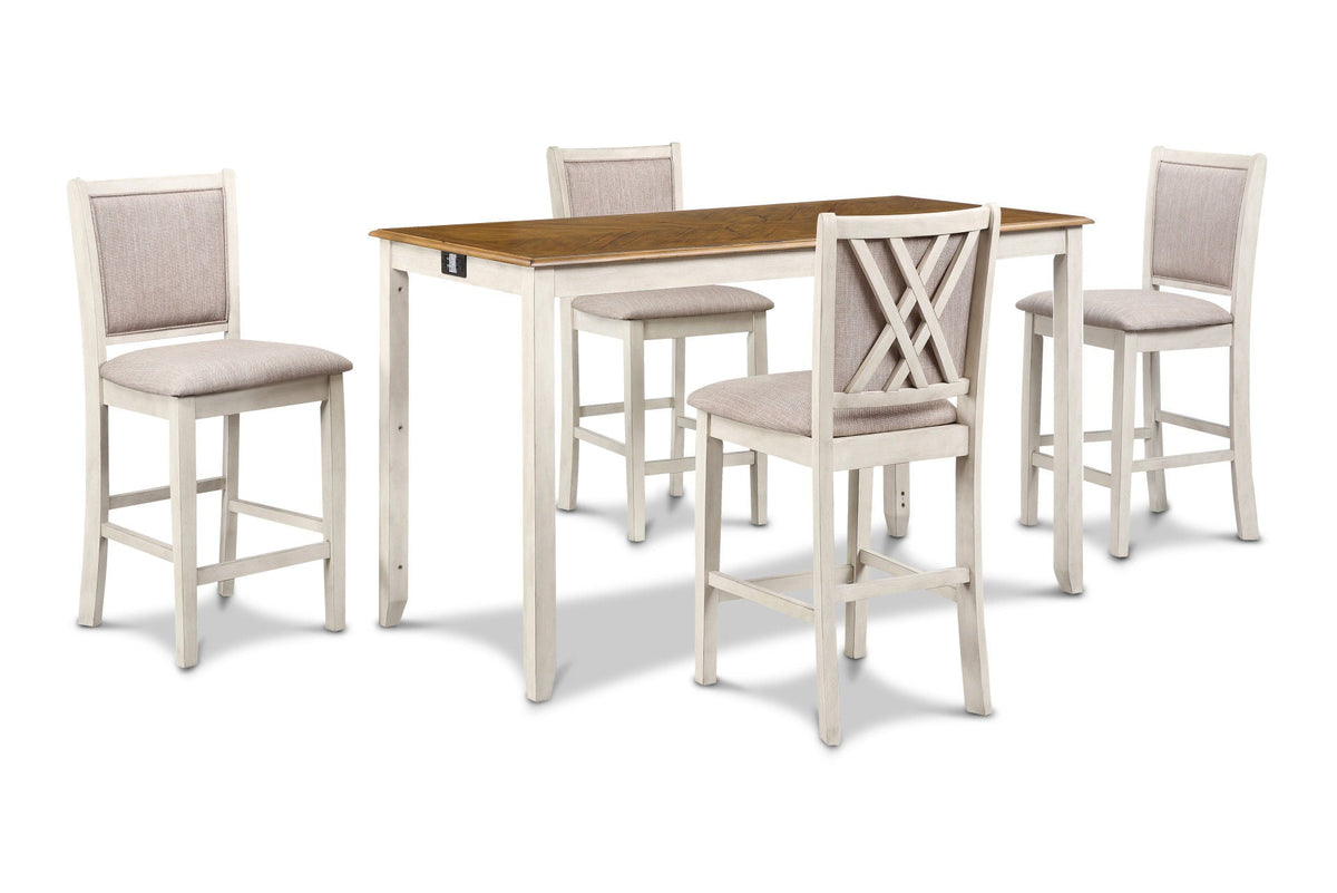 Amy - 60" Counter Table & Chairs With Storage