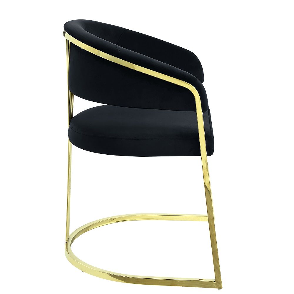 Fallon - Side Chair - Black Velvet & Mirrored Gold