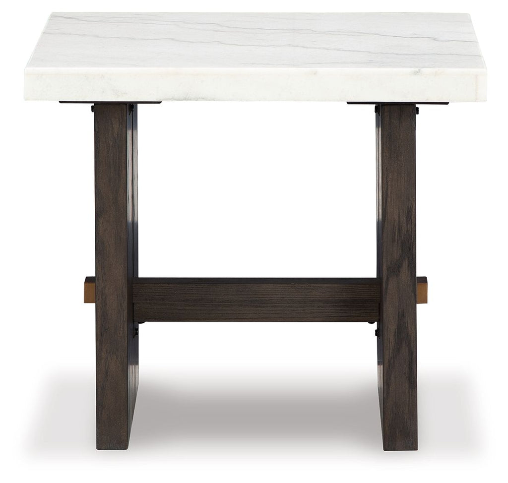 Burkhaus - Rectangular End Table - White / Dark Brown