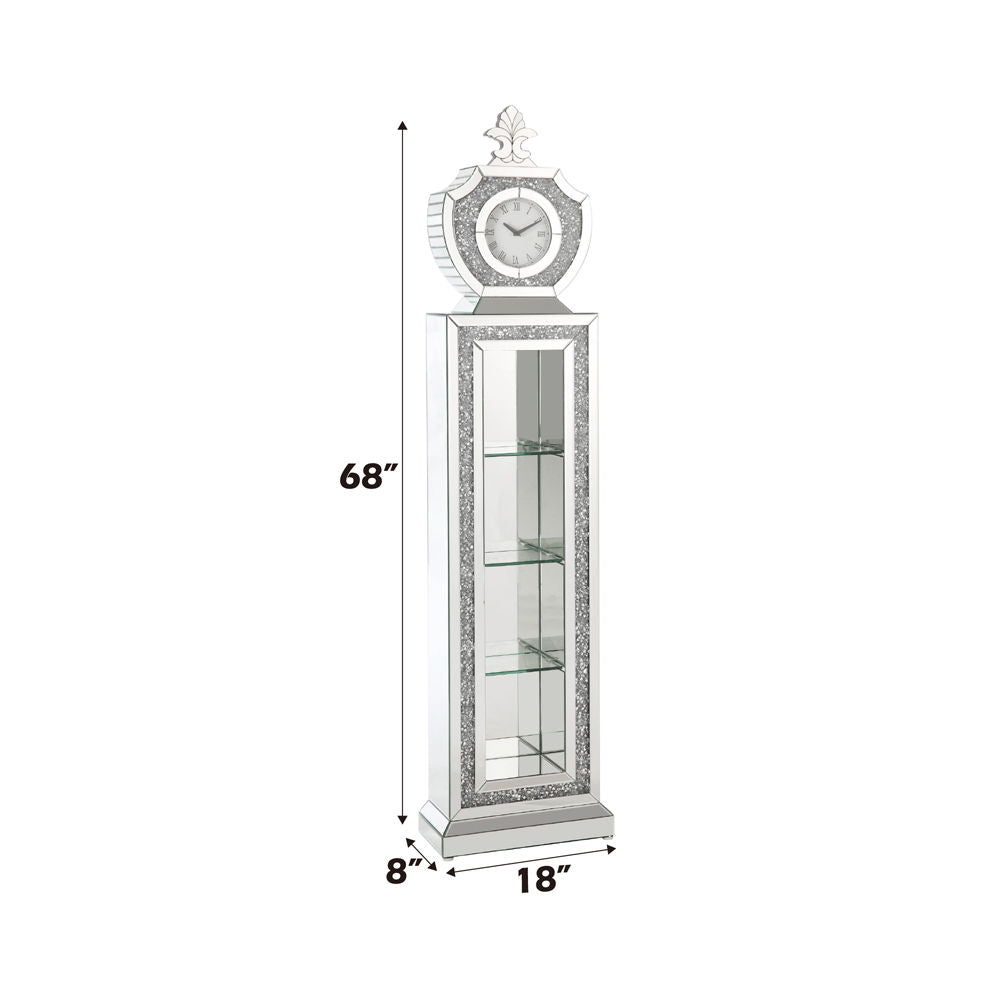Noralie - 63" Grandfather Clock With LED - Mirrored & Faux Diamonds