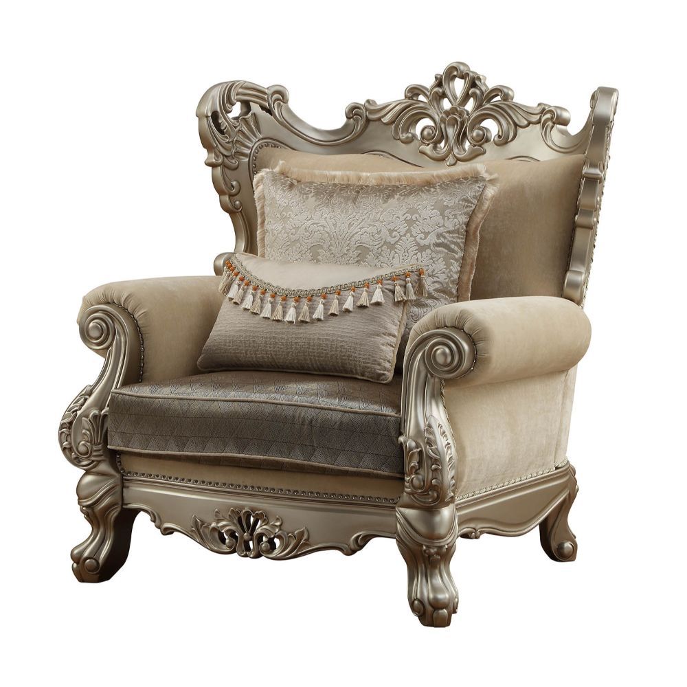 Ranita - Chair With 2 Pillows - Fabric & Champagne