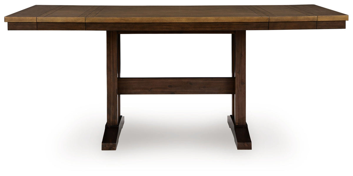 Rylandeen - Rectangular Dining Room Counter Height Extension Table - Light Brown / Dark Brown