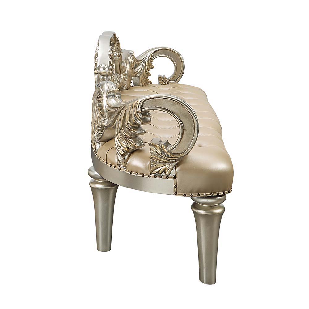 Danae - Bench - Champagne Synthetic Leather & Gold