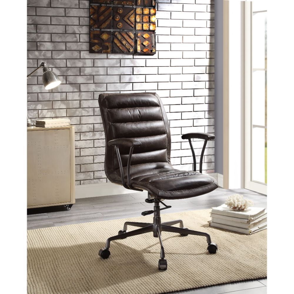 Zooey - Office Chair - Distress Chocolate Top Grain Leather
