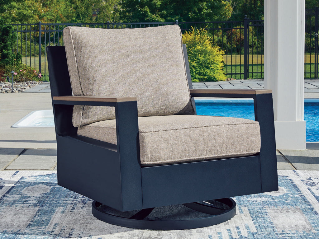 East Beach - Swivel Glider Chair With Cushion - Blue