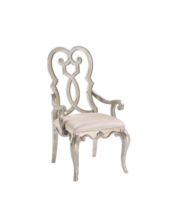 Esteban - Arm Chair (Set of 2) - Ivory Velvet & Antique Champagne