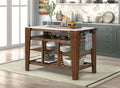 Alaroa - Kitchen Island - Marble Top & Rustic Brown