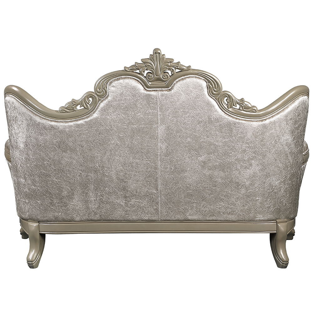 Libertee - Loveseat With 3 Pillows - Beige Fabric & Champagne