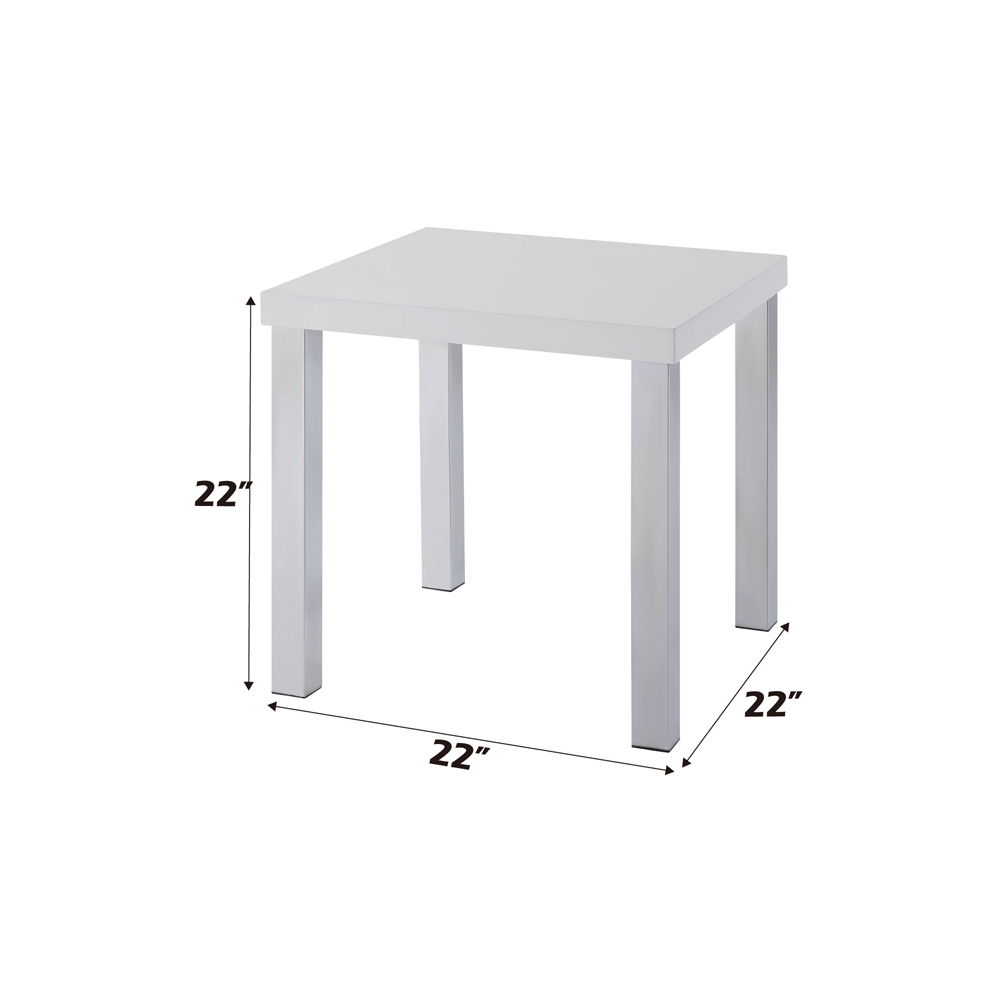 Harta - End Table - White High Gloss & Chrome