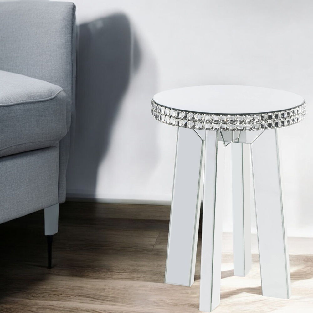 Lotus - End Table - Mirrored & Faux Ice Cube Crystals
