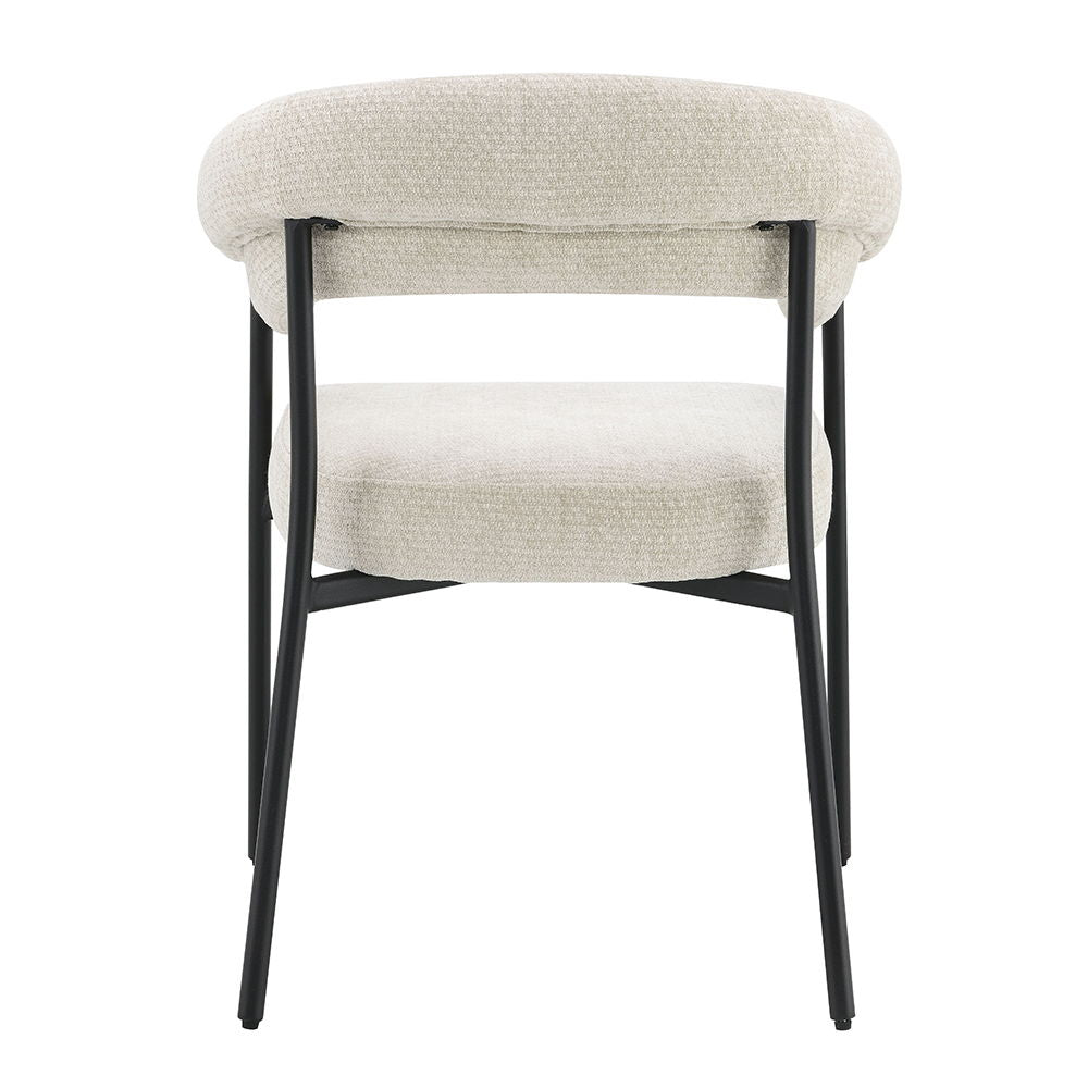 Jirina - Chenille Arm Chair (Set of 2) - Beige & Black