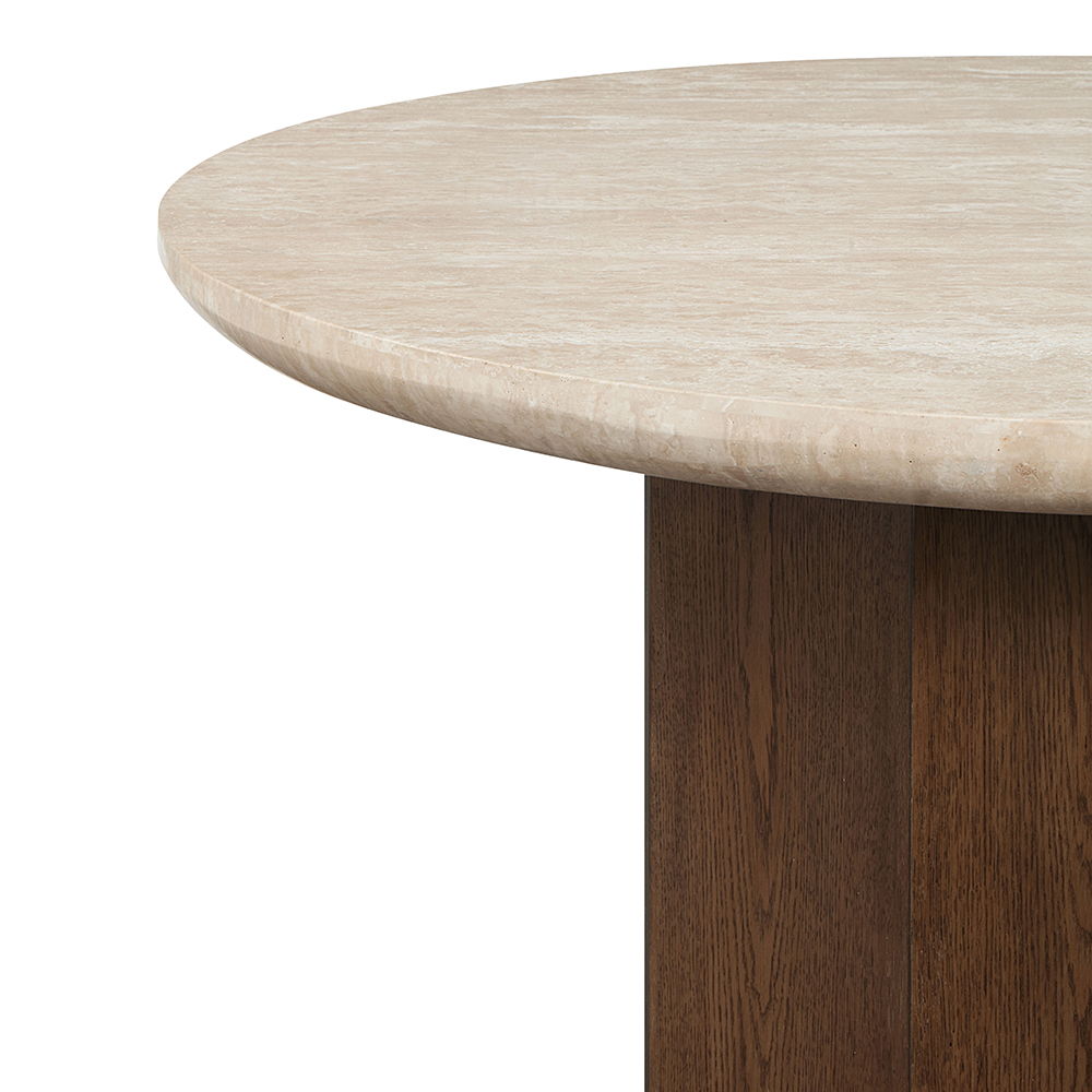 Leonardo - Dining Table - Travertine Top & Dark Oak