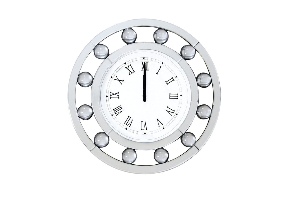 Boffa - Geometric Pattern Trim Round Wall Clock - Mirrored