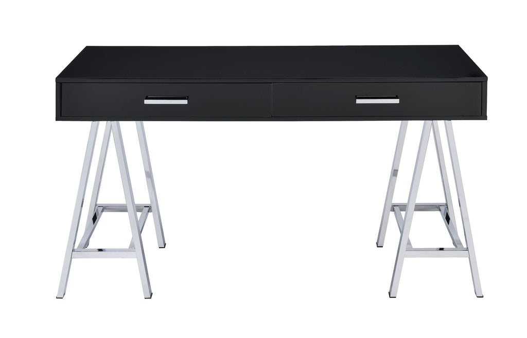 Coleen - Writing Desk - Black High Gloss & Chrome
