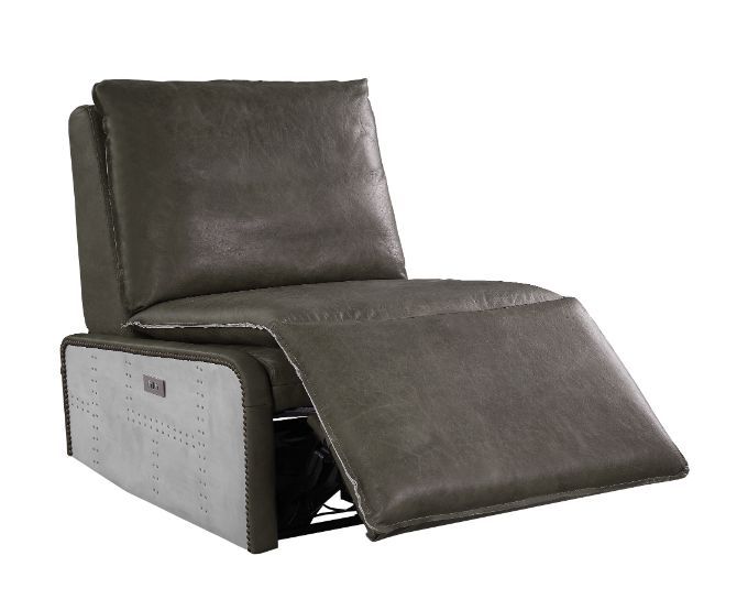 Metier - Power Motion Recliner - Gray Top Grain Leather & Aluminum