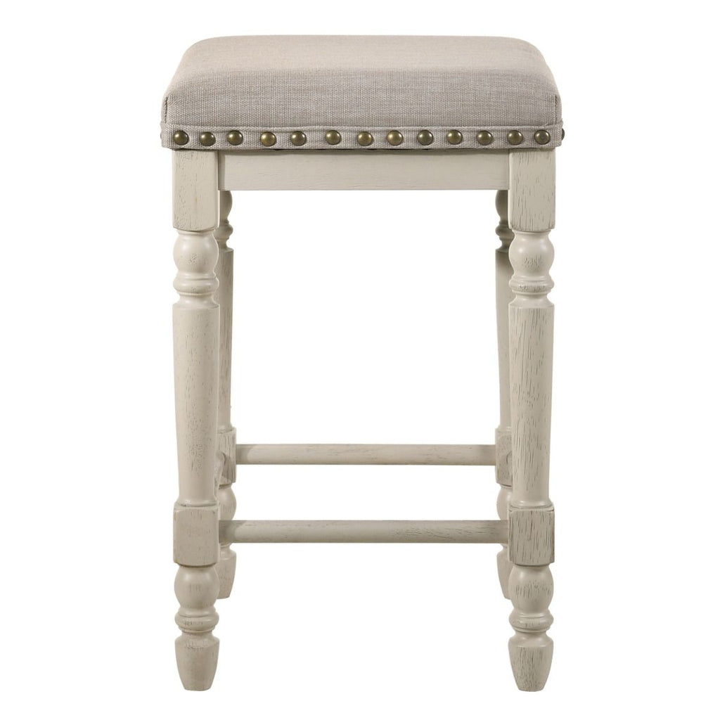 Tasnim - Counter Height Stool (Set of 2) - Tan Fabric & Antique White