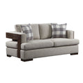 Niamey - Loveseat With 2 Pillows - Fabric & Walnut