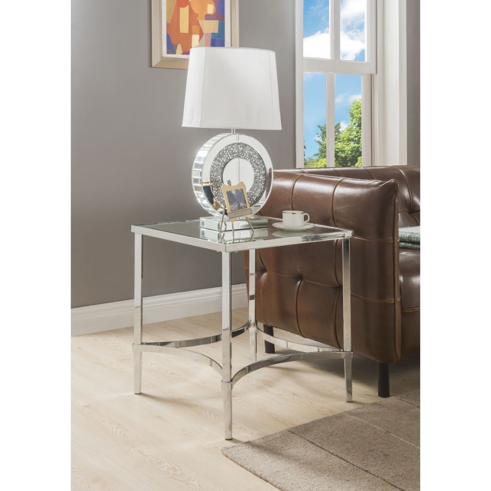 Petunia - End Table - Mirrored & Chrome