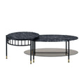Silas - Nesting Coffee Table Set - Faux Marble Top & Black