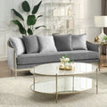 Fernando - Sofa With 5 Pillows - Gray Chenille & Champagne