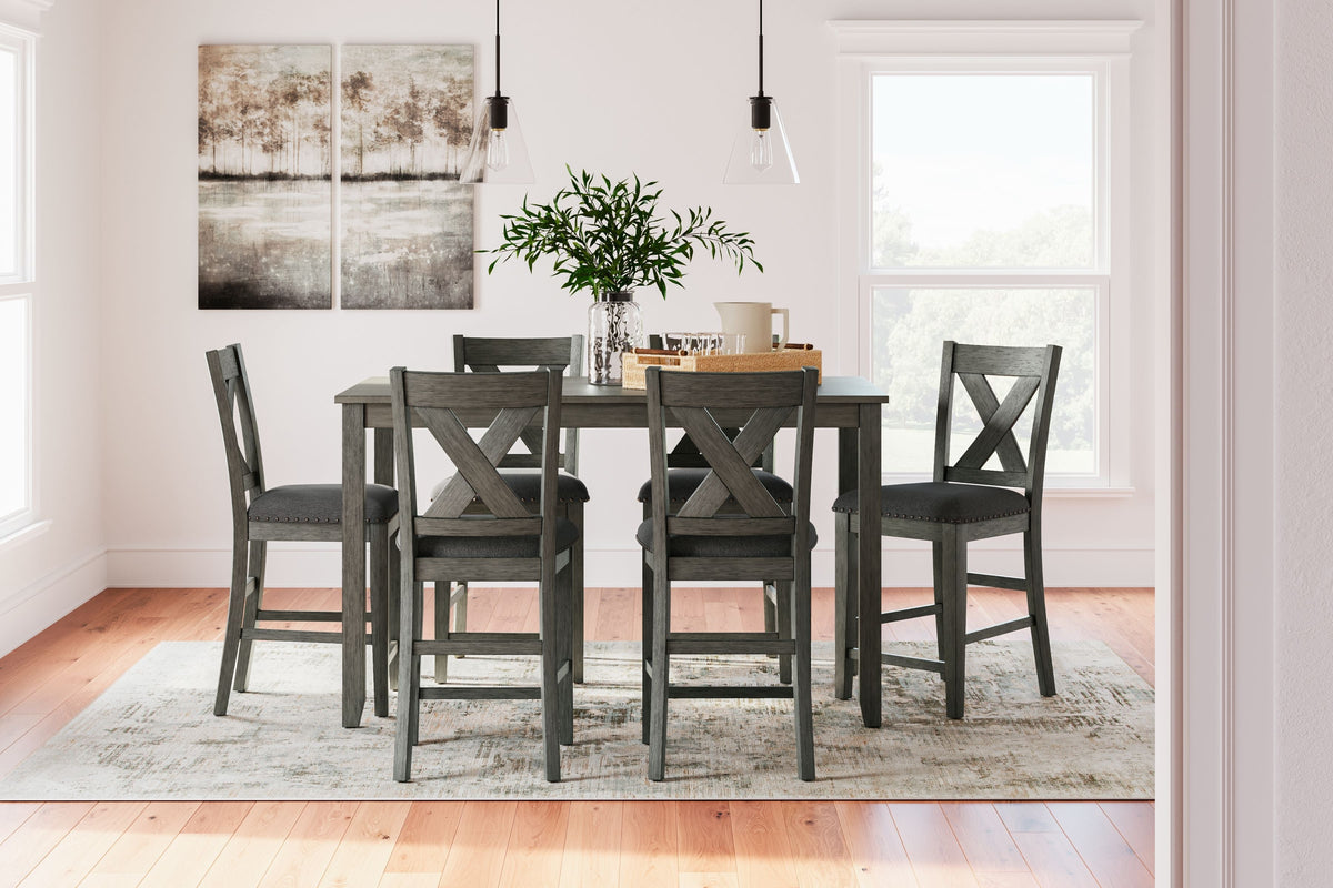 Caitbrook - Rect Drm Counter Table Set (Set of 7) - Gray