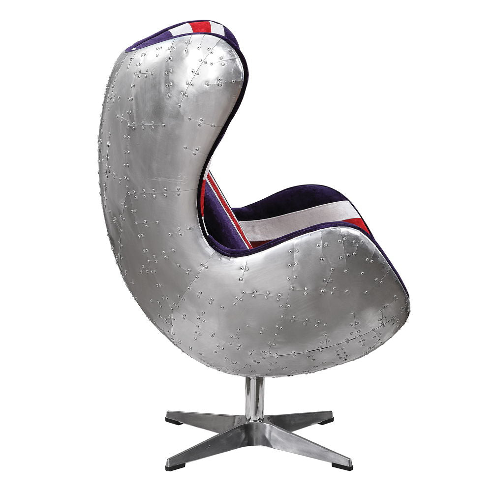Brancaster - British Flag Accent Chair With Swivel - Pattern Fabric & Aluminum