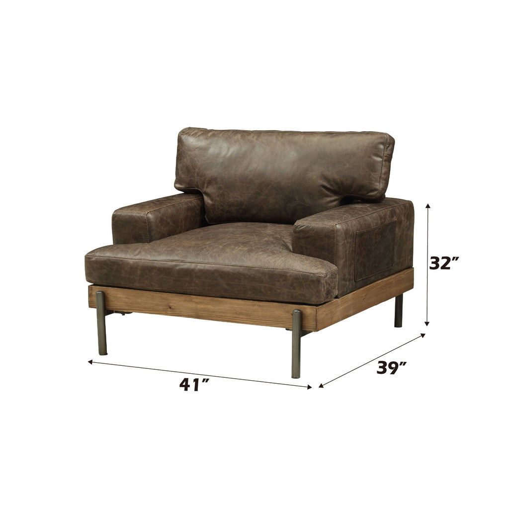 Silchester - Chair - Distress Chocolate Top Grain Leather & Oak
