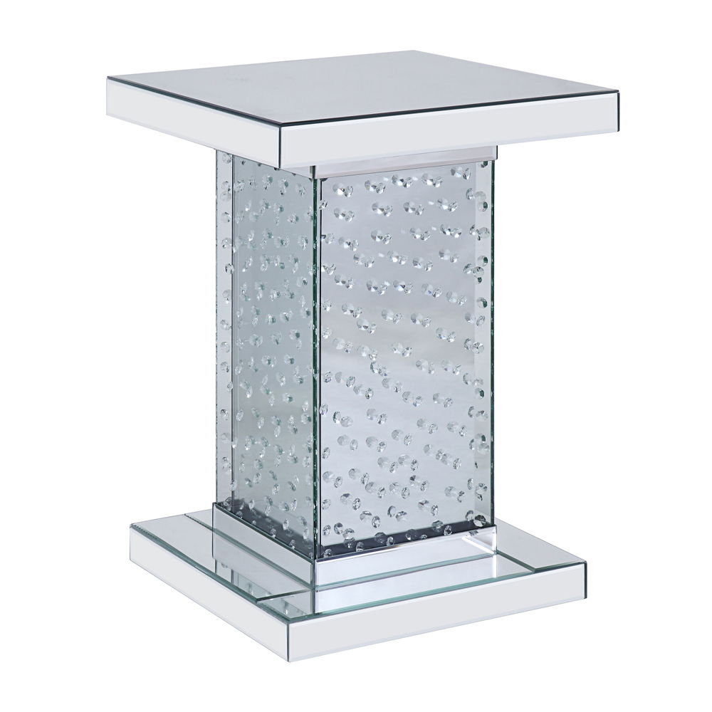 Nysa - 26" End Table - Mirrored & Faux Crystals