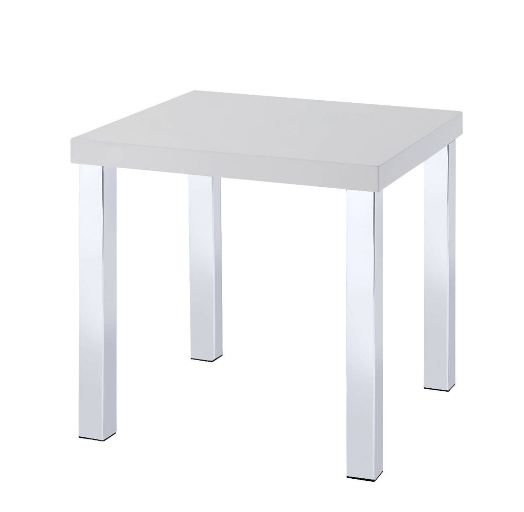 Harta - End Table - White High Gloss & Chrome